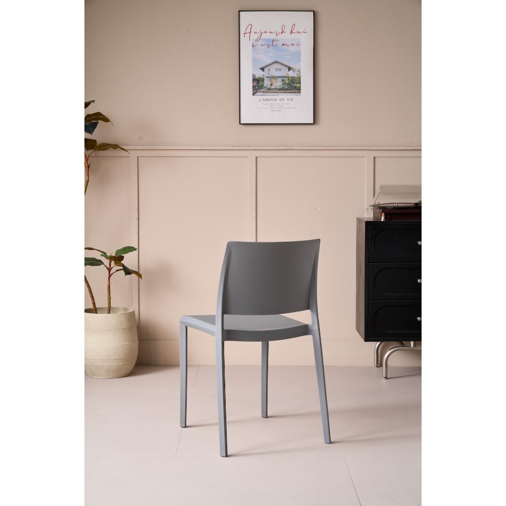 Set de 4 Sillas Toledo, Color Gris, con Espaldar Liso y Cuadrado, Diseño Moderno