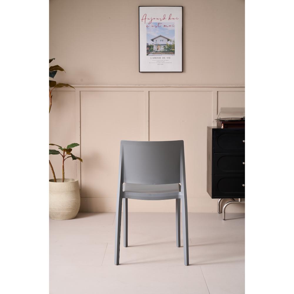 Set de 4 Sillas Toledo, Color Gris, con Espaldar Liso y Cuadrado, Diseño Moderno