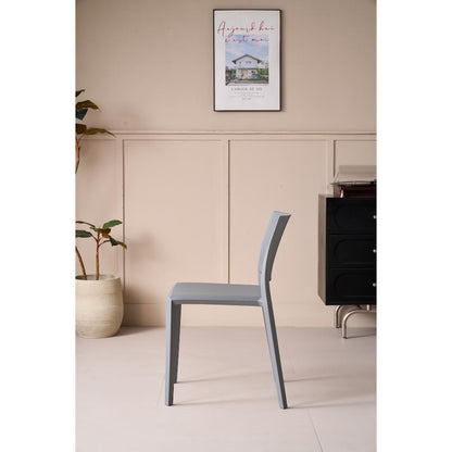 Set de 4 Sillas Toledo, Color Gris, con Espaldar Liso y Cuadrado, Diseño Moderno