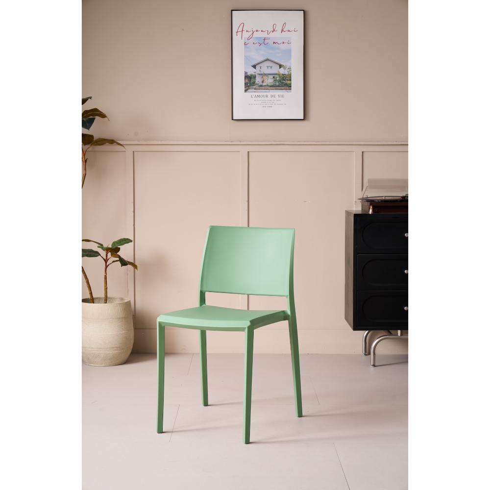 Set de 2 Sillas Toledo, Color Verde, con Espaldar Liso y Cuadrado, Diseño Moderno