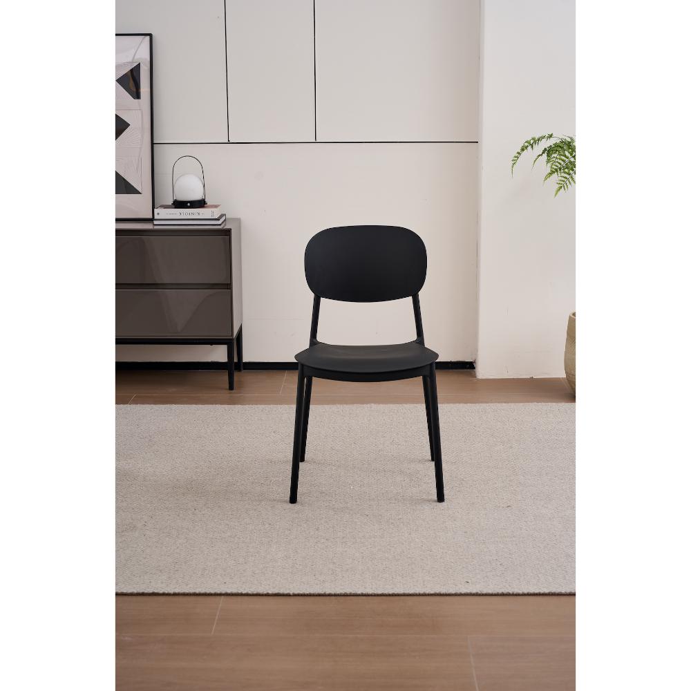 Silla Milán, Color Negro, con Espaldar y Diseño Moderno, vista lateral