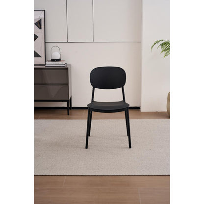 Silla Milán, Color Negro, con Espaldar y Diseño Moderno, vista lateral