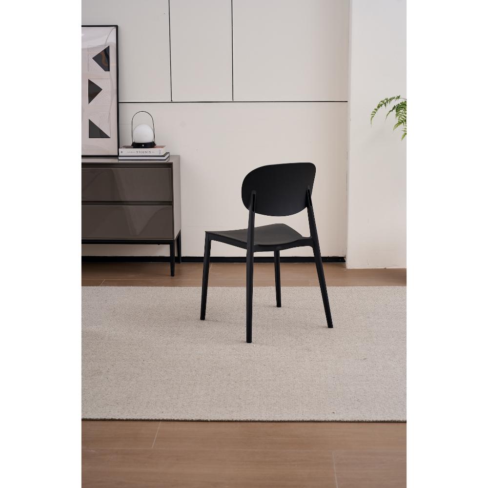 Silla Milán, Color Negro, con Espaldar y Diseño Moderno, vista posterior