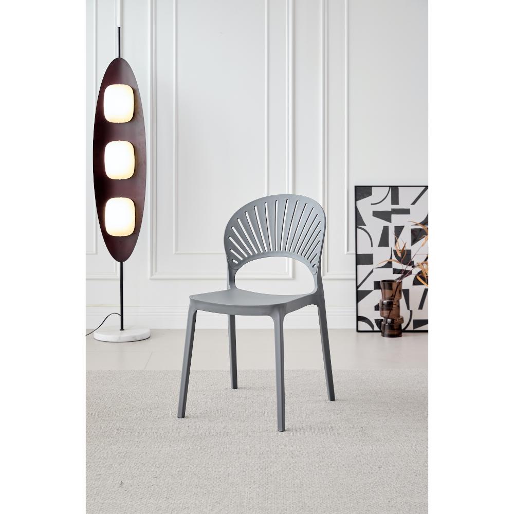 Silla Paraíso, Color Gris Oscuro, con Espaldar y Diseño Moderno, vista frontal