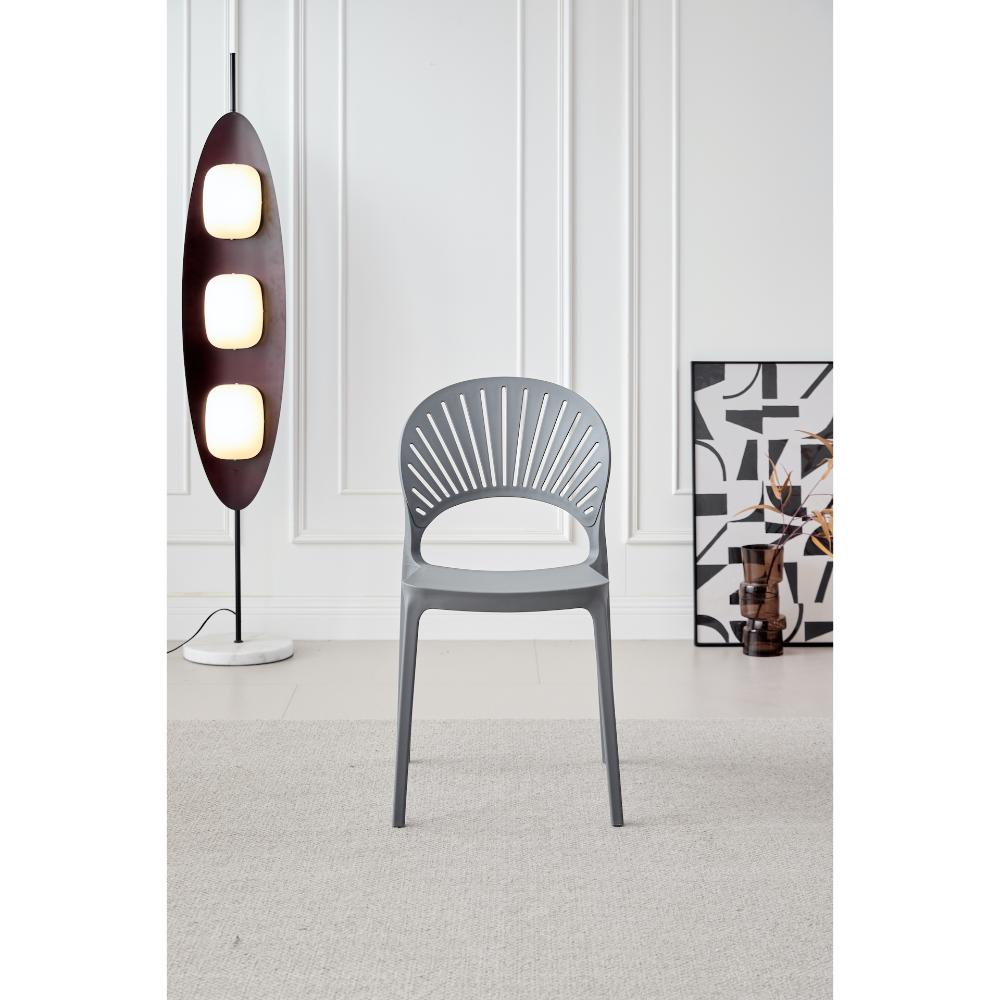 Silla Paraíso, Color Gris Oscuro, con Espaldar y Diseño Moderno, vista lateral