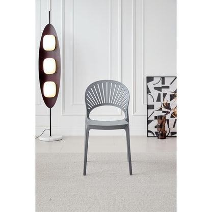 Silla Paraíso, Color Gris Oscuro, con Espaldar y Diseño Moderno, vista lateral