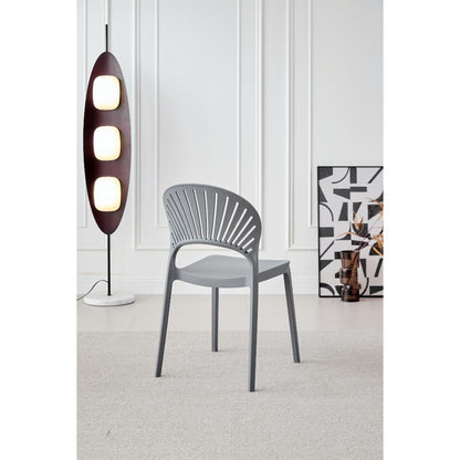 Silla Paraíso, Color Gris Oscuro, con Espaldar y Diseño Moderno, vista posterior