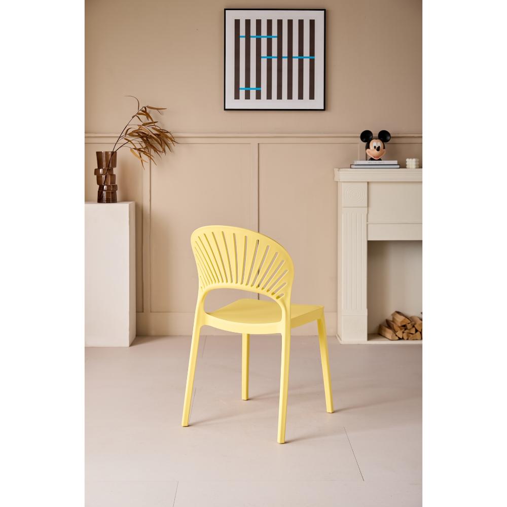 Silla Paraíso, Color Amarillo, con Espaldar y Diseño Moderno, detalle