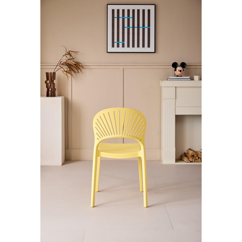 Silla Paraíso, Color Amarillo, con Espaldar y Diseño Moderno, vista posterior