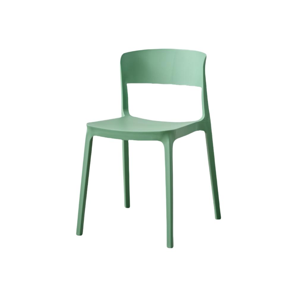 Silla Mónaco, Color Verde Oliva, con Espaldar y Diseño Moderno, vista en perspectiva