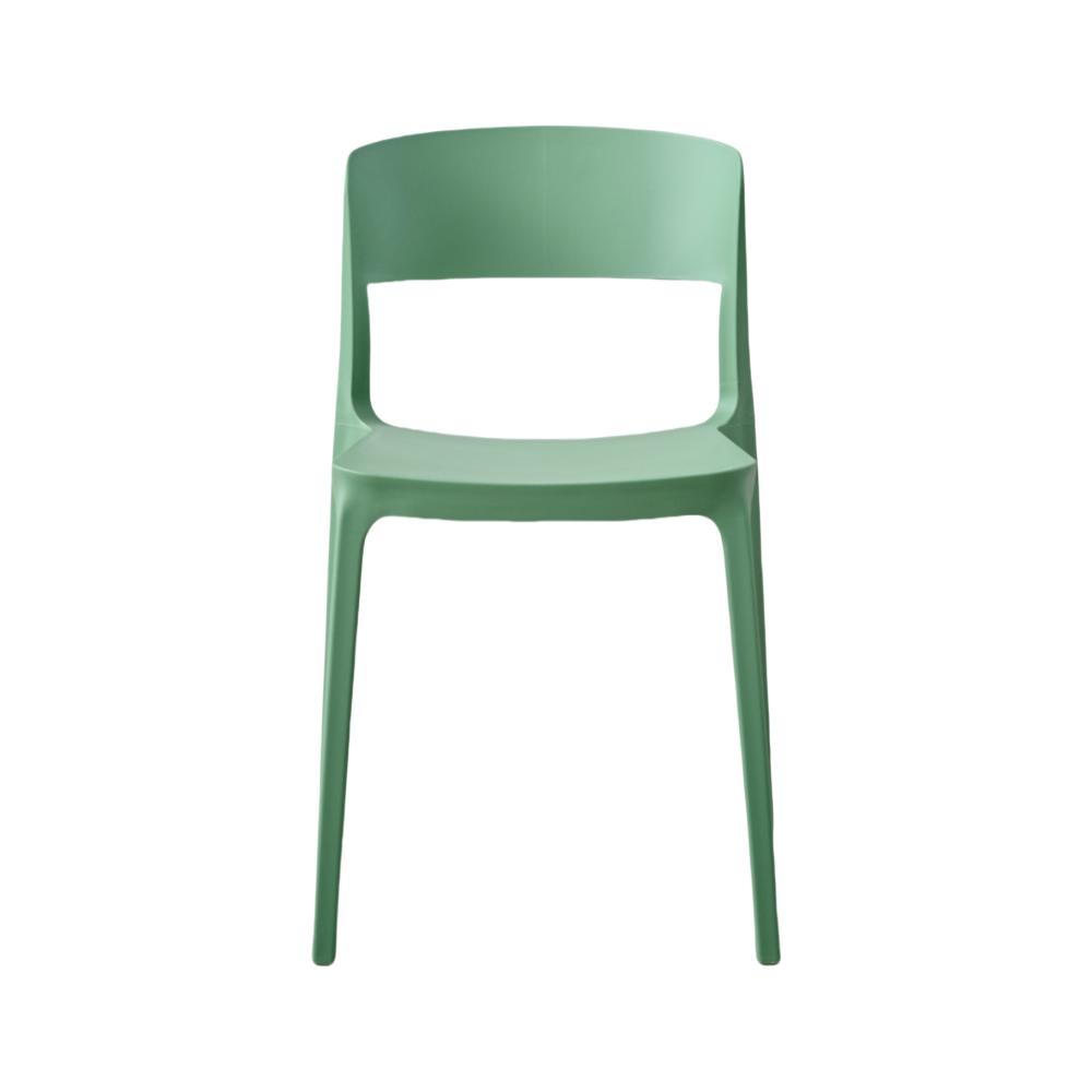 Silla Mónaco, Color Verde Oliva, con Espaldar y Diseño Moderno, detalle de patas