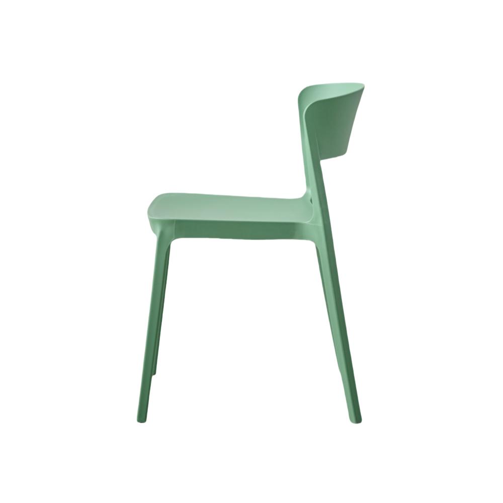 Silla Mónaco, Color Verde Oliva, con Espaldar y Diseño Moderno, vista frontal