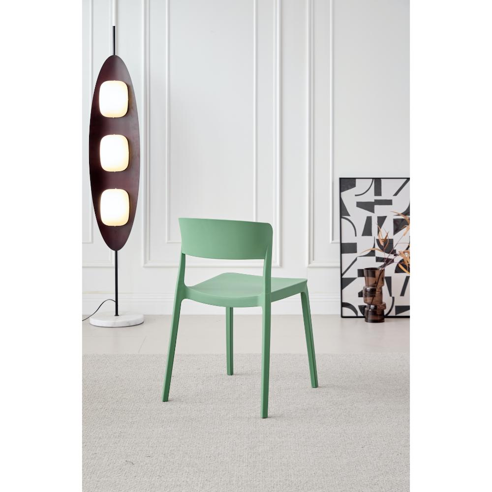 Silla Mónaco, Color Verde Oliva, con Espaldar y Diseño Moderno, vista posterior
