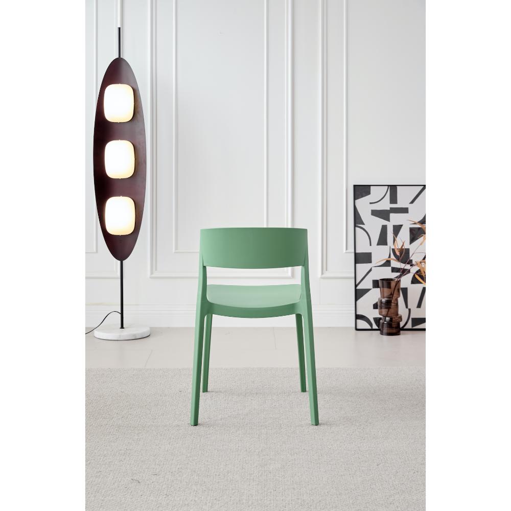 Silla Mónaco, Color Verde Oliva, con Espaldar y Diseño Moderno, en ambiente