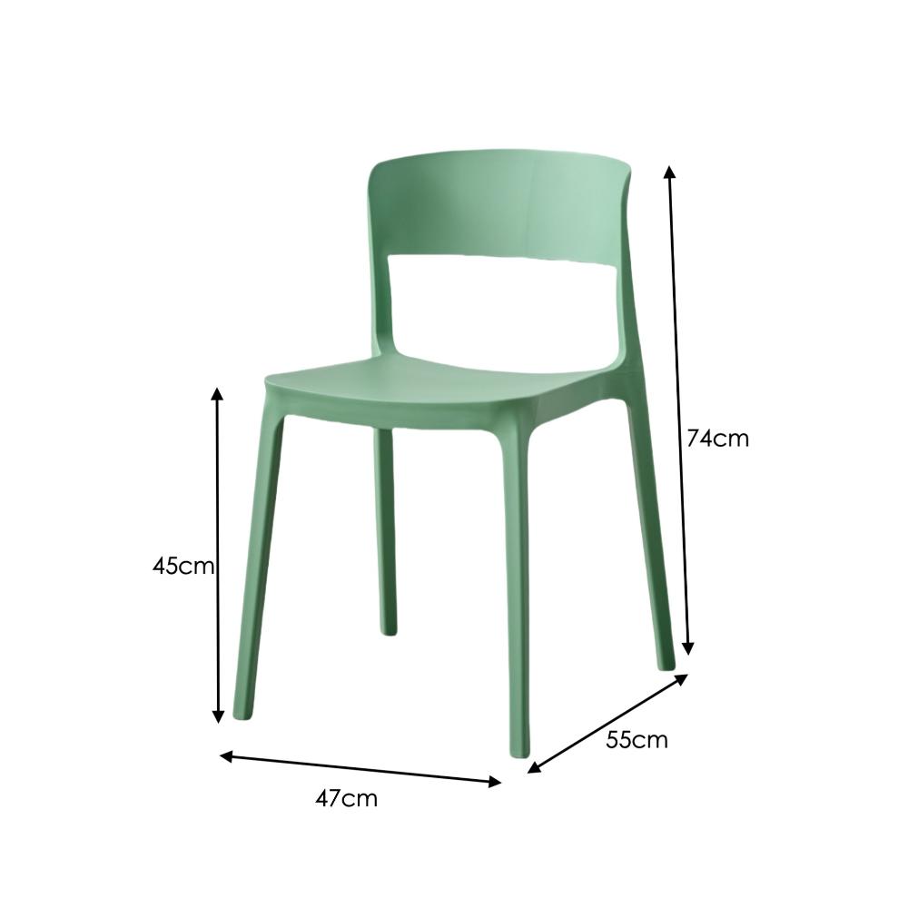 Silla Mónaco, Color Verde Oliva, con Espaldar y Diseño Moderno, vista posterior