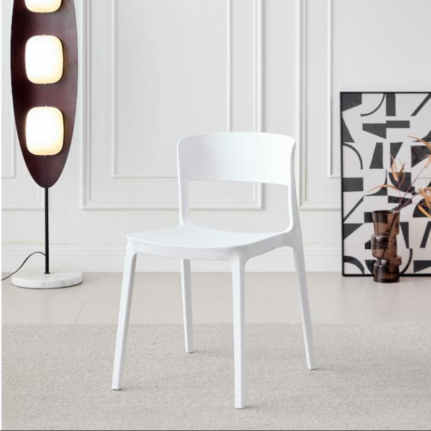 Set de 2 Sillas Mónaco, Color Blanco, con Espaldar y Diseño Moderno, vista lateral