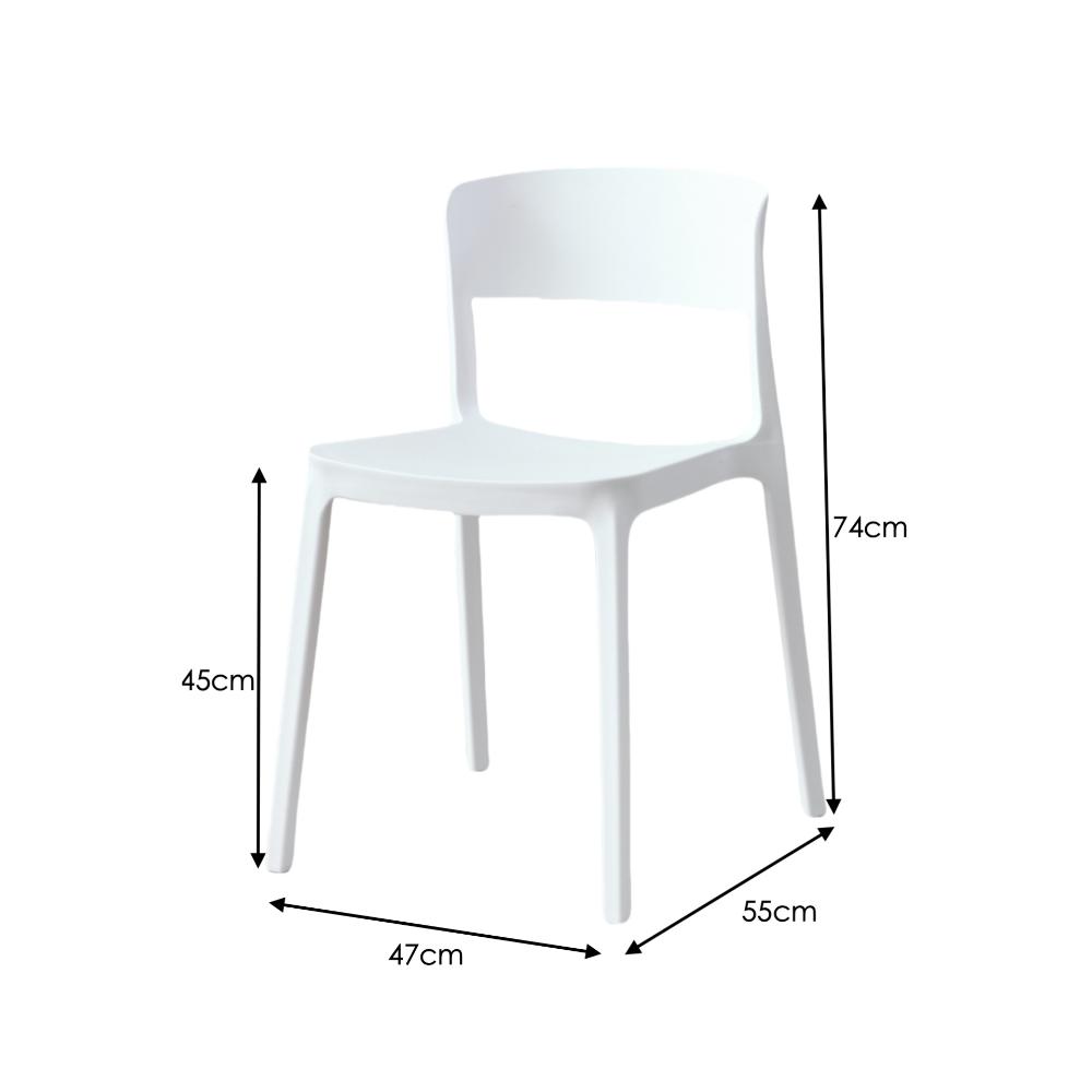 Set de 2 Sillas Mónaco, Color Blanco, con Espaldar y Diseño Moderno, detalle de patas