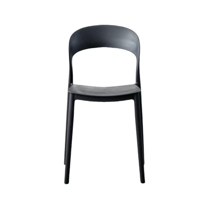 Silla Patrick negra en polipropileno con espaldar, vista lateral
