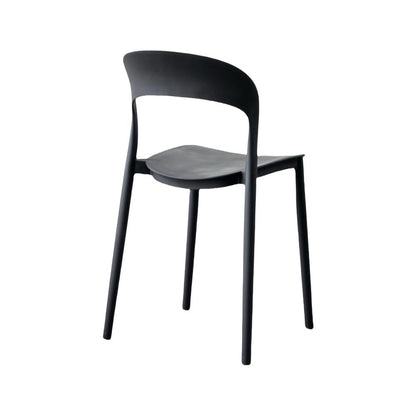 Silla Patrick negra en polipropileno con espaldar, vista posterior