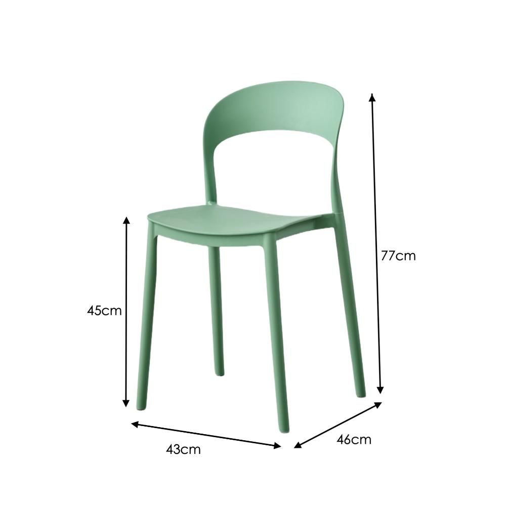 Set de 4 Sillas Patrick, Color Verde Oliva, con Espaldar y Diseño Moderno, detalle de patas