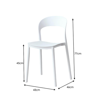 Combo Aura, Incluye Comedor y 4 Sillas con Espaldar Color Blanco grafito, medidas