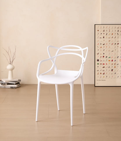 Silla Palermo, Color Blanco, con Espaldar y Diseño Moderno, vista lateral