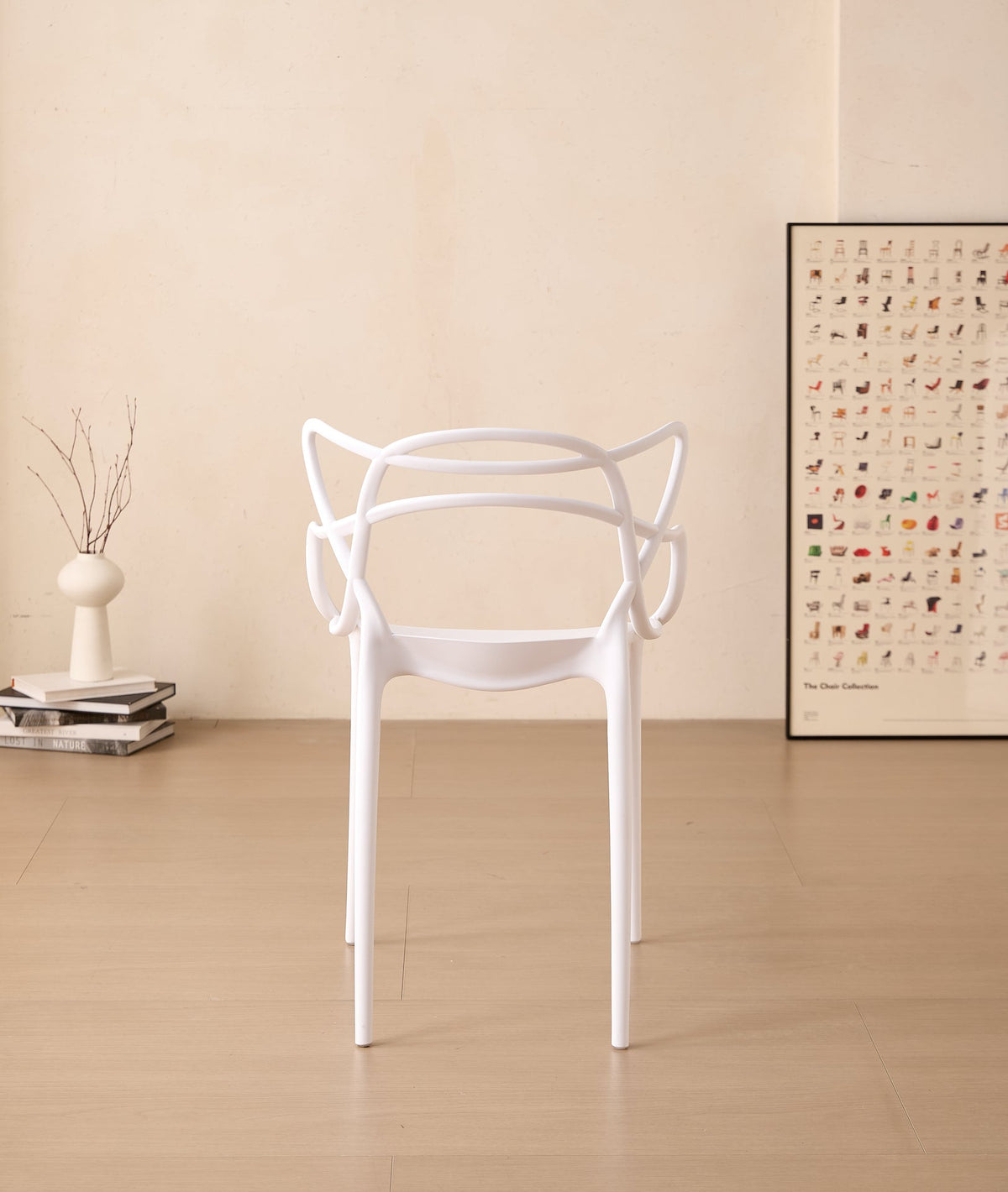 Silla Palermo, Color Blanco, con Espaldar y Diseño Moderno, vista frontal