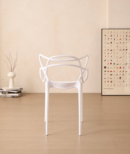Silla Palermo, Color Blanco, con Espaldar y Diseño Moderno, vista frontal
