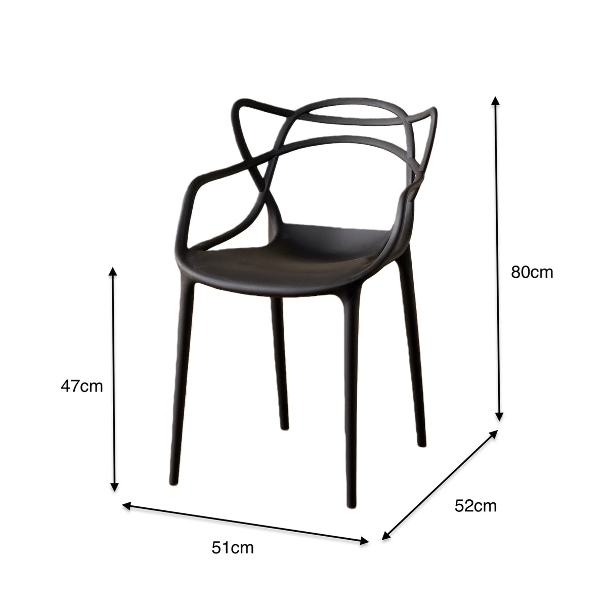 Set de 2 Sillas Palermo, Color Negro, con Espaldar y Diseño Moderno