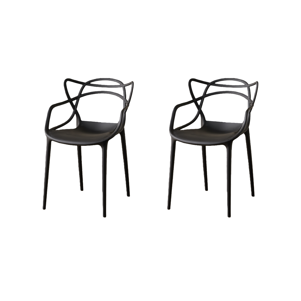 Set de 2 Sillas Palermo, Color Negro, con Espaldar y Diseño Moderno