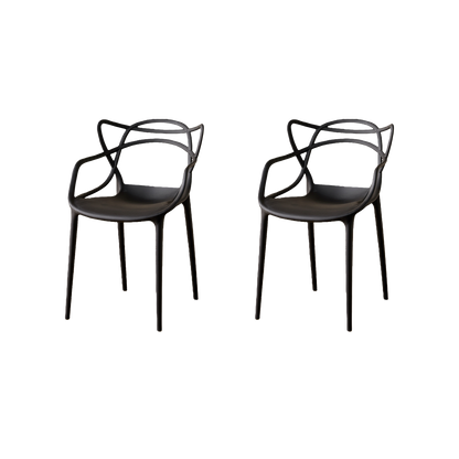Set de 2 Sillas Palermo, Color Negro, con Espaldar y Diseño Moderno