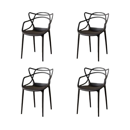Set de 4 Sillas Palermo, Color Negro, con Espaldar y Diseño Moderno
