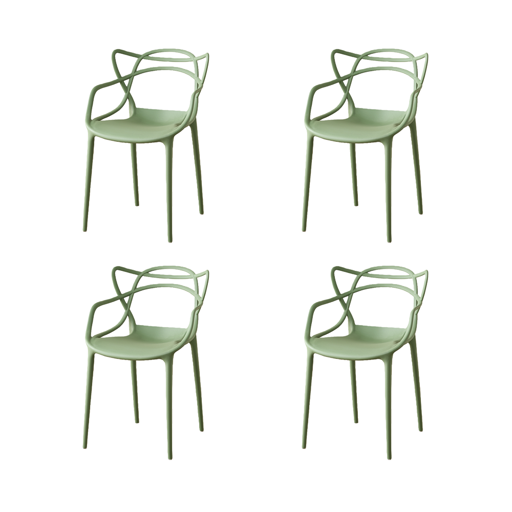 Set de 4 Sillas Palermo, Color Verde, con Espaldar y Diseño Moderno