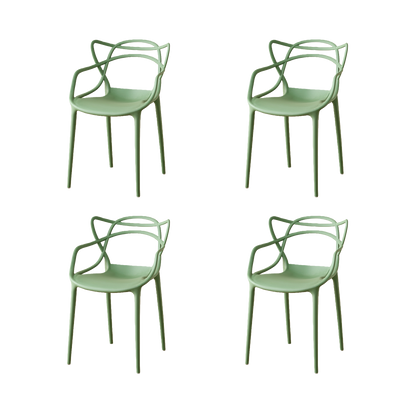 Set de 4 Sillas Palermo, Color Verde, con Espaldar y Diseño Moderno
