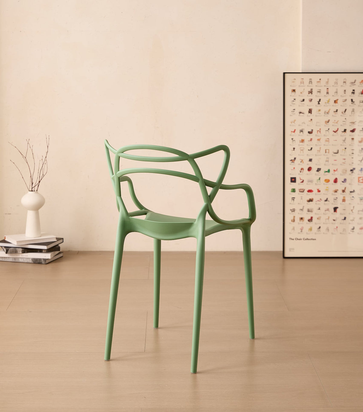 Set de 4 Sillas Palermo, Color Verde, con Espaldar y Diseño Moderno