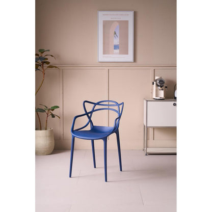 Silla Palermo, Color Azul, con Espaldar y Diseño Moderno