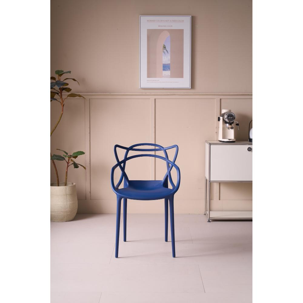 Silla Palermo, Color Azul, con Espaldar y Diseño Moderno