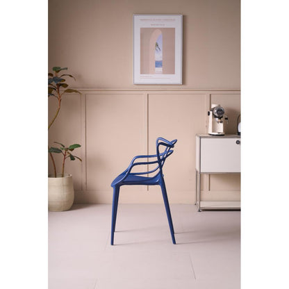 Silla Palermo, Color Azul, con Espaldar y Diseño Moderno