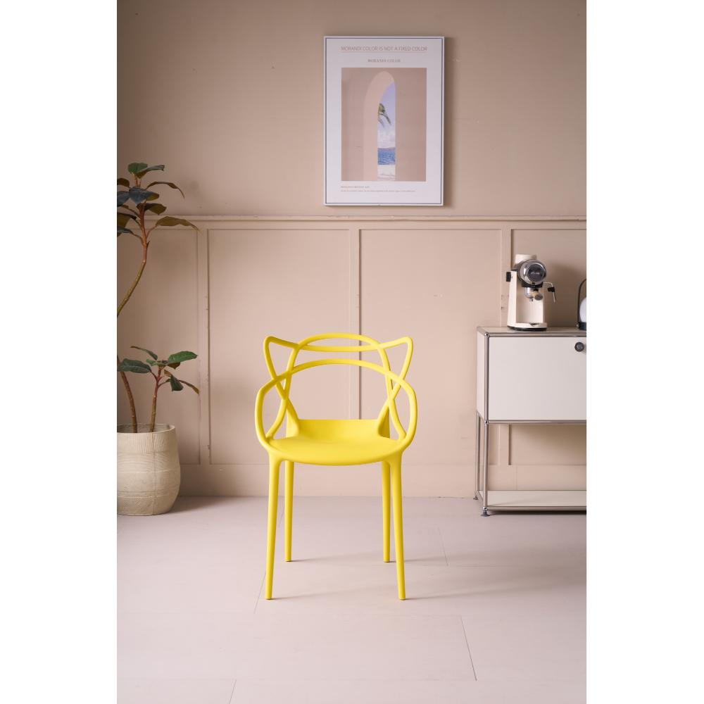 Set de 2 Sillas Palermo, Color Amarillo, con Espaldar y Diseño Moderno