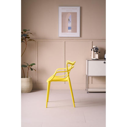 Set de 2 Sillas Palermo, Color Amarillo, con Espaldar y Diseño Moderno