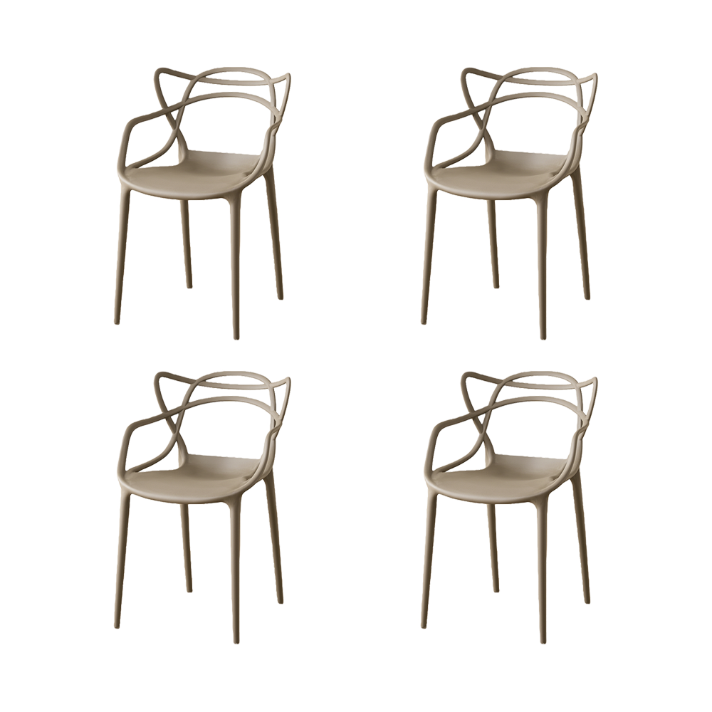 Set de 4 Sillas Palermo, Color Taupe, con Espaldar y Diseño Moderno