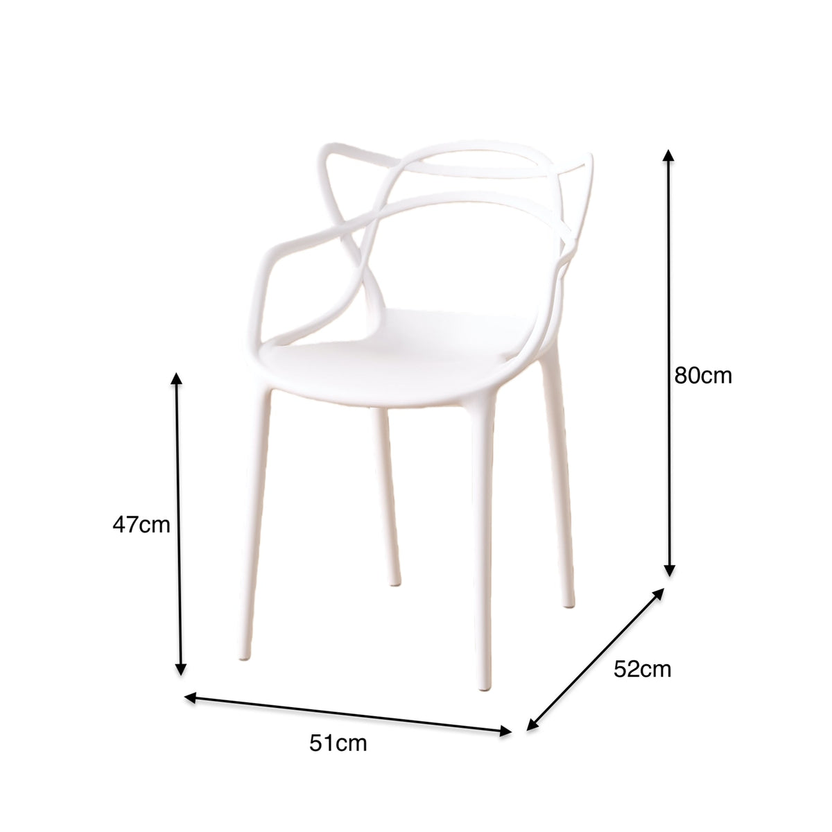 Silla Palermo, Color Blanco, con Espaldar y Diseño Moderno, medidas