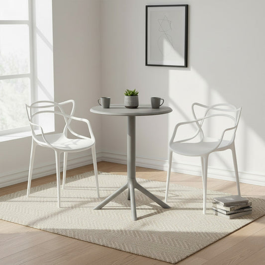 Set de 2 Sillas Palermo, Color Blanco, con Espaldar y Diseño Moderno