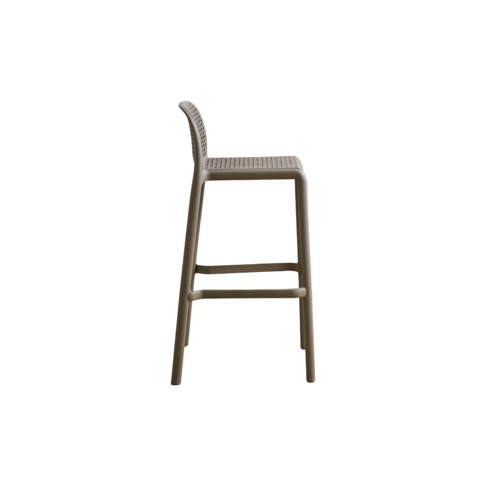 Silla para Bar Túnez, Color Taupe, con Espaldar Redondeado y Transpirable, detalle de acabado
