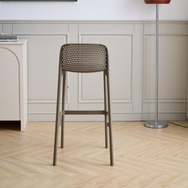 Silla para Bar Túnez, Color Taupe, con Espaldar Redondeado y Transpirable, vista posterior
