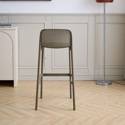 Silla para Bar Túnez, Color Taupe, con Espaldar Redondeado y Transpirable, vista posterior