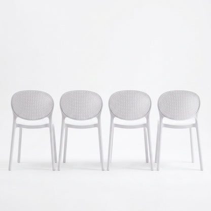 Silla Florida, Color Blanco, con Espaldar y Diseño Moderno X4