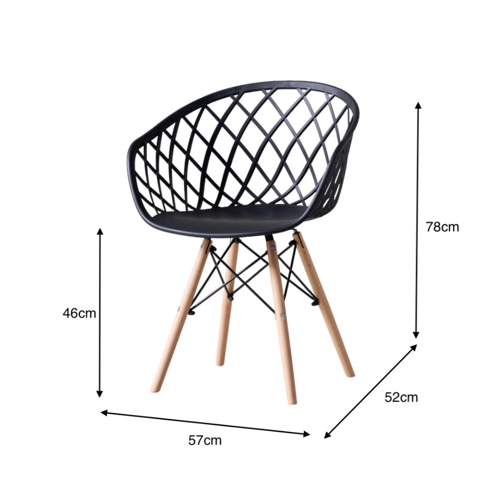 Silla Oasis con Brazos, Color Negro, con Espaldar, detalle de patas