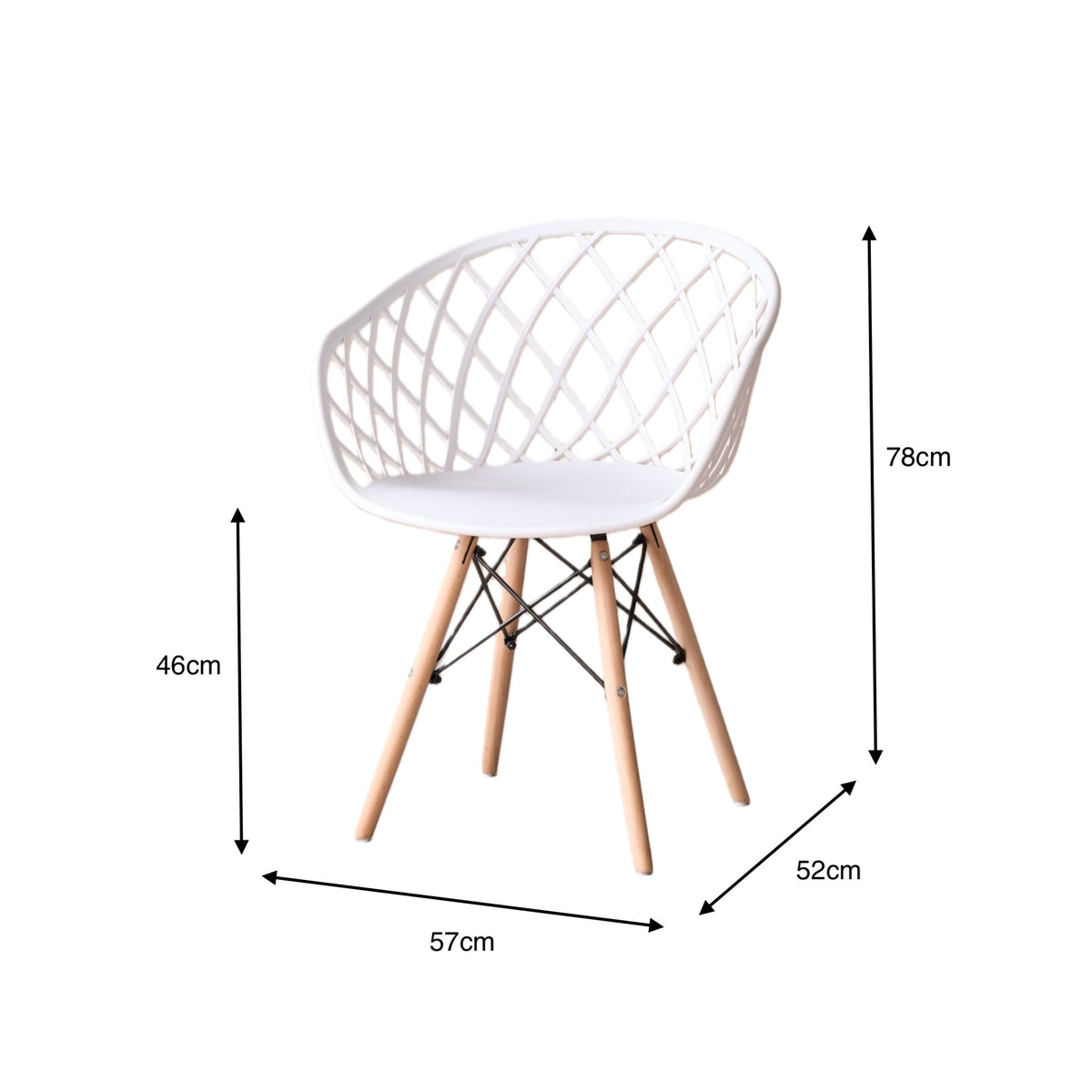 Set de 4 Sillas Oasis con Brazos, Color Blanco, con Espaldar