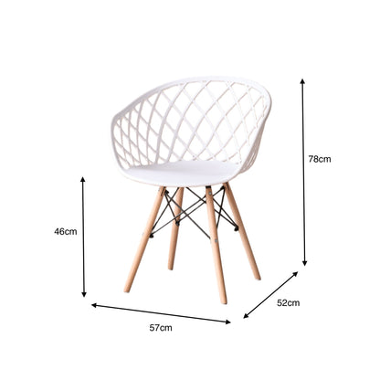 Set de 4 Sillas Oasis con Brazos, Color Blanco, con Espaldar